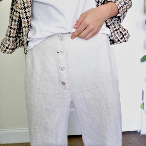 Seeds Linen Brown Buttons with Drawstring Trousers - Picture 14 of 16